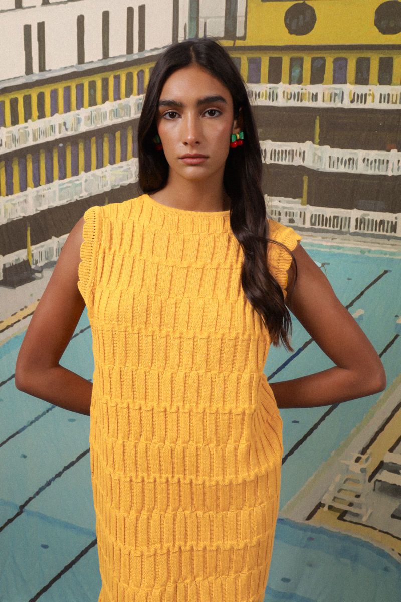 Vestido Manteca amarillo M